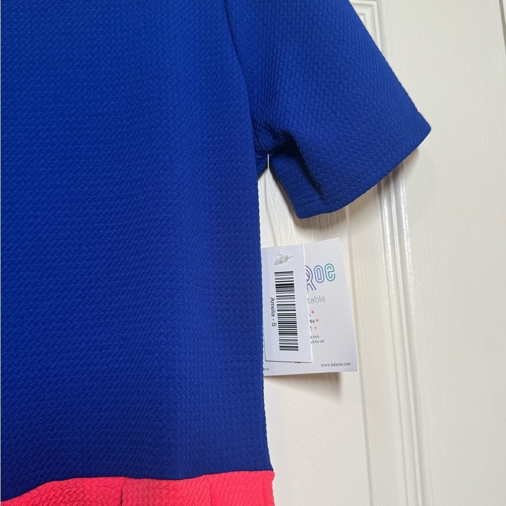 LuLaRoe Vibrant Blue and Red Mini Dress - Picture 5 of 8